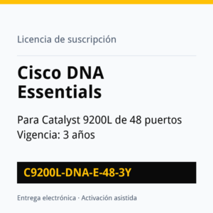 Licencia Cisco DNA Essentials C9200L-DNA-E-48-3Y para Catalyst 9200L de 48 puertos, 3 años