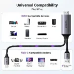 Cable adaptador HDMI a USB-C activo UGREEN 4K@60Hz de 2 m con alimentación USB 35984A