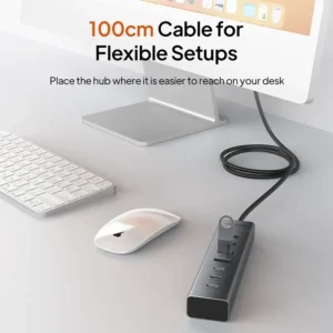 Hub USB-A y USB-C 7 en 1: 4 USB-A 3.0 + 3 USB-C 3.0 (5 Gbps) con alimentación USB-C CABLETIME CB58G 7 Hub USB-A y USB-C 7 en 1: 4 USB-A 3.0 + 3 USB-C 3.0 (5 Gbps) con alimentación USB-C CABLETIME CB58G – vista 4