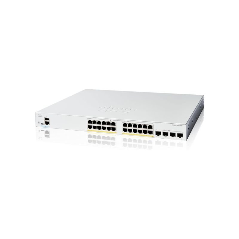 Switch Cisco Catalyst 1200 C1200-24P-4X 24 puertos Gigabit PoE+, 4 SFP+ 10G, 195 W