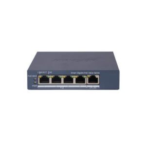 Hikvision DS-3E1505P-EI/M Smart switch administrable 4 PoE Gigabit + 1 uplink RJ45 Gigabit, 45W, bajo consumo