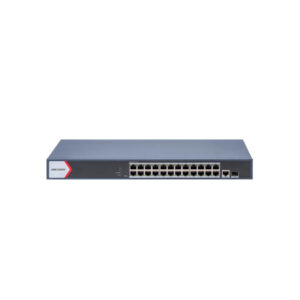 Hikvision DS-3E1526P-EI/M Switch administrable 24 PoE Gigabit + 1 uplink RJ45 (1G) + 1 uplink SFP (1G), 230W bajo consum