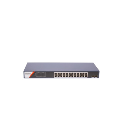 Hikvision DS-3E1526P-SI-24P2F Smart switch administrable 24 PoE Gigabit + 2 uplink SFP (1G), VLAN
