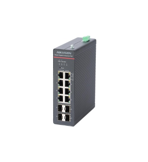 Hikvision DS-3T1512HP-SI-8P4F-KIT Kit switch industrial 240W Gigabit de 8 puertos PoE, 4 puertos SFP