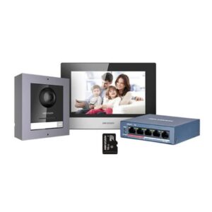 Hikvision DS-KIS602 Kit videoportero con DS-KD8003, DS-KH6320, switch y SD card