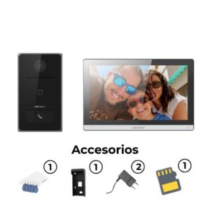 Hikvision DS-KIS608-P Kit videoportero con monitor 7" con microSD