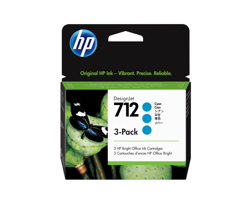 Cartucho de tinta HP 712 Cian original 3ED77A (pack x3) 29 ml