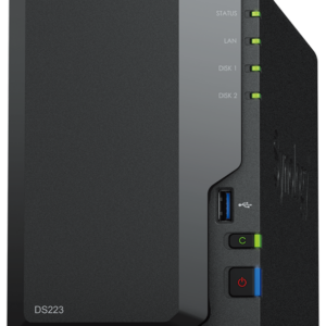 NAS Synology DiskStation DS223 de 2 bahías, Realtek RTD1619B, 2 GB DDR4, 1× 1GbE
