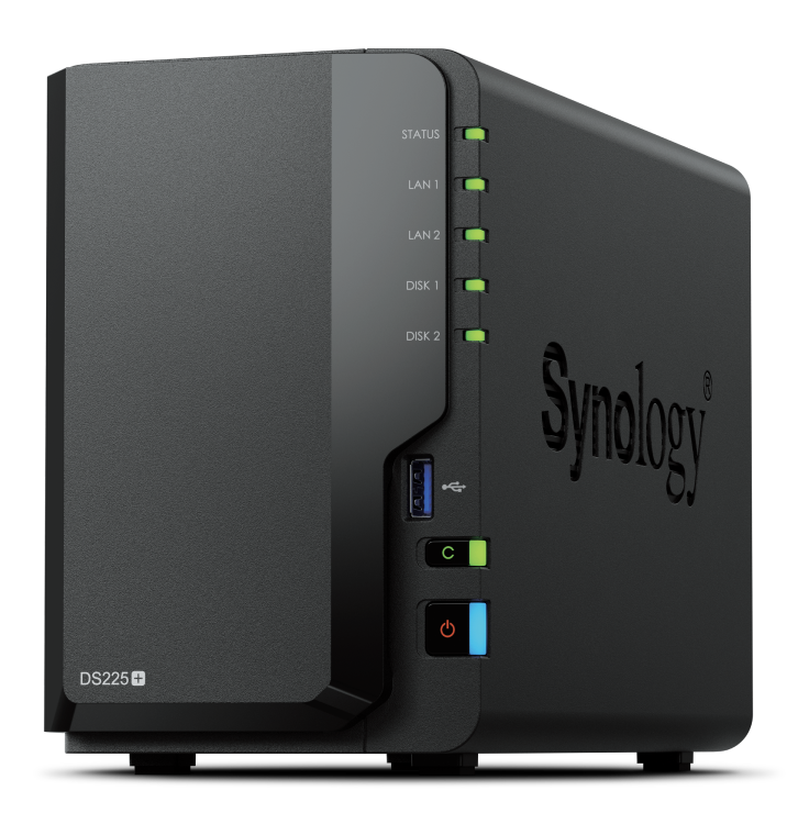 NAS Synology DiskStation DS225+ de 2 bahías, Intel Celeron J4125, 2 GB DDR4, 1× 1GbE + 1× 2.5GbE
