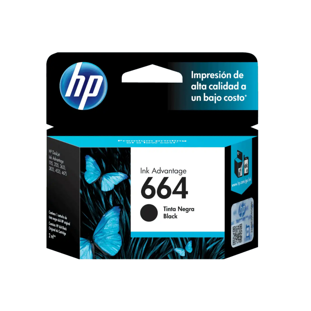 Cartucho de tinta HP 664 Negro original F6V29AL, 120 páginas