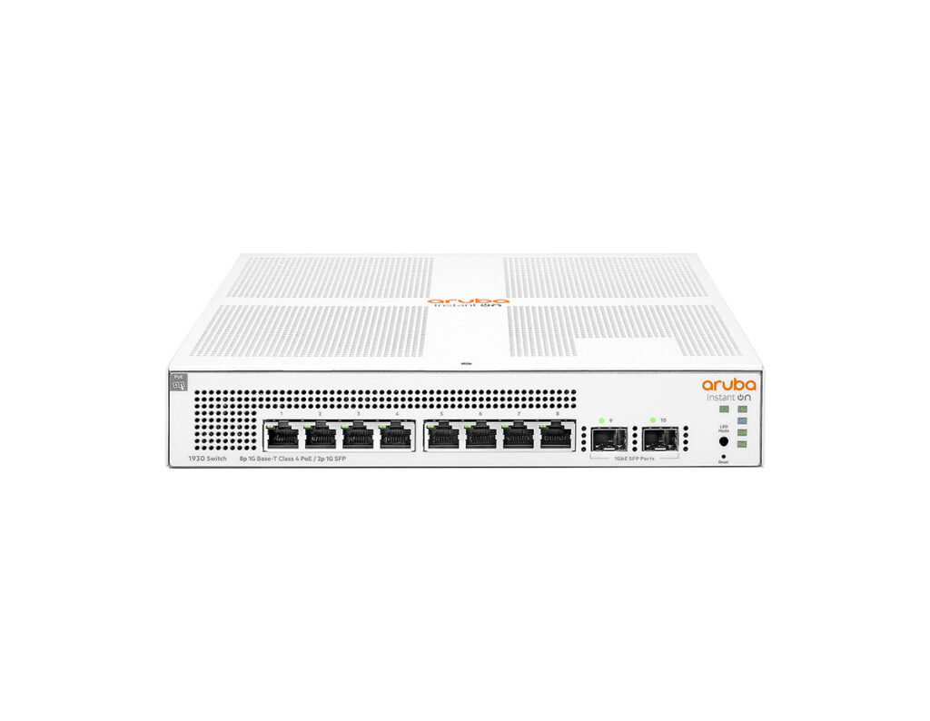 Switch Aruba Instant On 1930 8G Class4 PoE 2SFP JL681A 8 puertos Gigabit PoE+ (Class 4) 124 W, uplinks 2 x 1G SFP