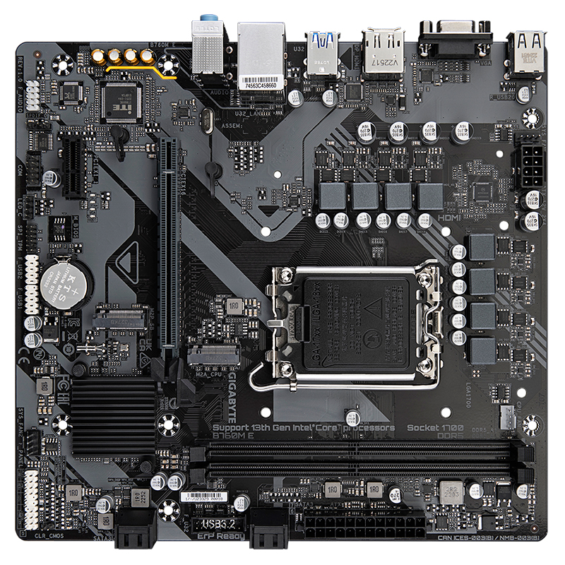 Placa madre Gigabyte B760M E, chipset Intel B760, socket LGA1700, DDR5, Micro-ATX