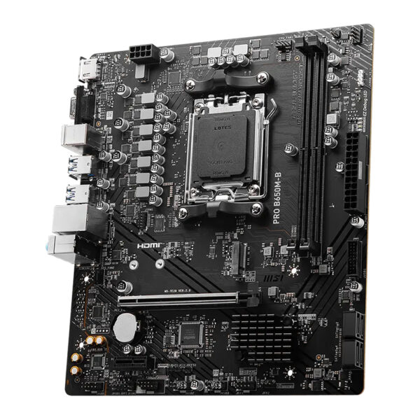 Placa madre MSI PRO B650M-B, chipset AMD B650, socket AM5, DDR5, Micro-ATX 2 Placa madre MSI PRO B650M-B, chipset AMD B650, socket AM5, DDR5, Micro-ATX vista 3