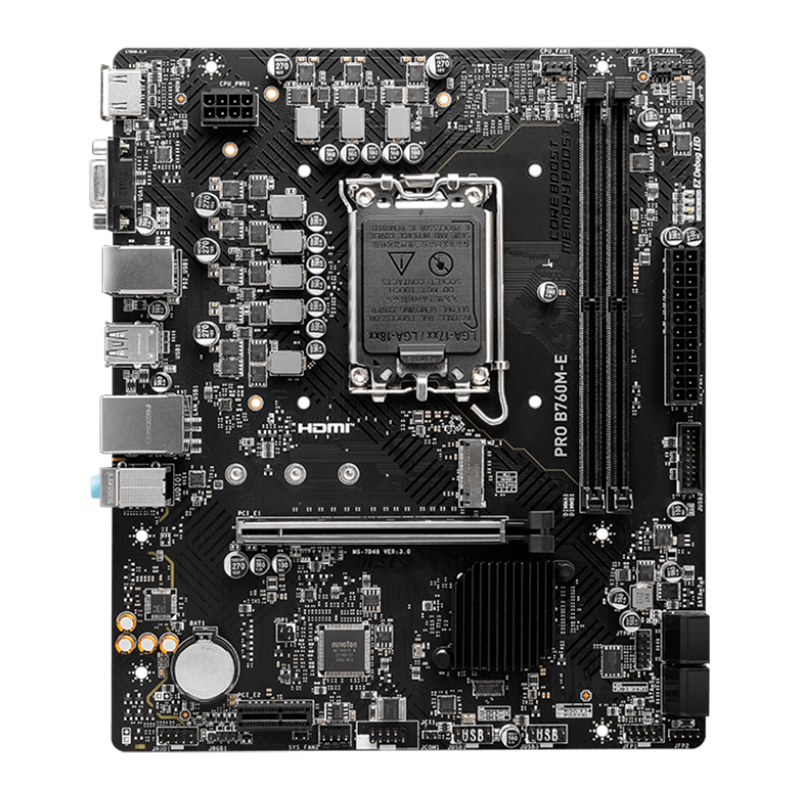 Placa madre MSI PRO B760M-E, chipset Intel B760, socket LGA1700, DDR5, Micro-ATX