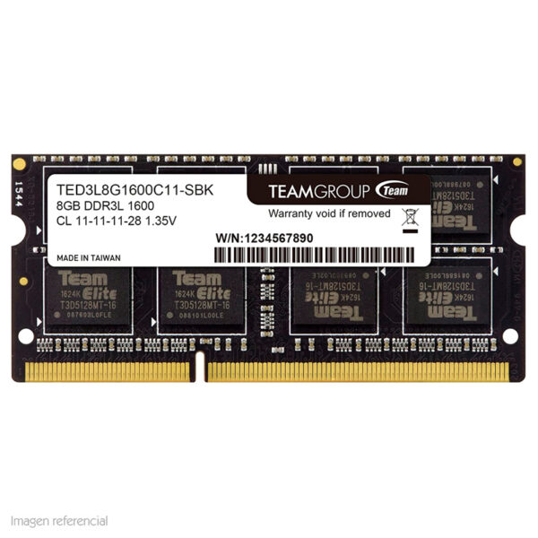 Memoria RAM TeamGroup Elite 8 GB DDR3L 1600 MHz CL11 SO-DIMM para laptop TED3L8G1600C11-S01 Memoria RAM TeamGroup Elite 8 GB DDR3L - Memoria RAM TeamGroup Elite 8 GB DDR3L 1600 MHz CL11 SO-DIMM para laptop TED3L8G1600C11-S01