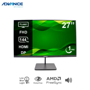 Monitor plano ADVANCE ADV-2755S, 27" FHD IPS, 144Hz, 1ms, HDMI, DP, Audio Out, Parlantes ADV2755S