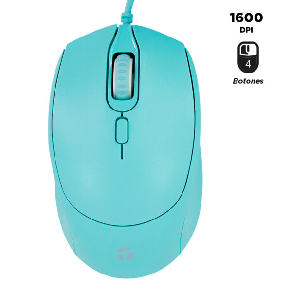 Mouse óptico TEROS TE-1227S, 800-1200-1600 DPI, USB, 4 botones, color verde Mouse óptico Teros TE-1227S - Mouse óptico TEROS TE-1227S, 800-1200-1600 DPI, USB, 4 botones, color verde