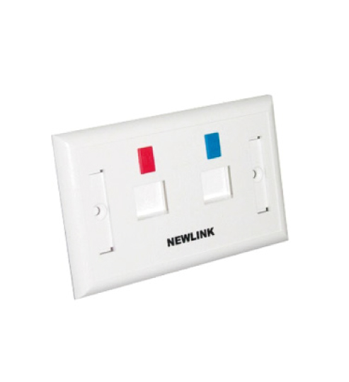 Wall plate 2 puertos Newlink, código NUEVO-4000002