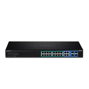 Switch administrable TRENDnet de 16 puertos PoE+ y 4 puertos Gigabit compartidos RJ45/SFP | TPE-1620WSF