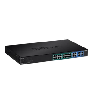 Switch administrable TRENDnet de 16 puertos PoE+ y 4 puertos Gigabit compartidos RJ45/SFP | TPE-1620WSF 4 Switch administrable TRENDnet de 16 puertos PoE+ y 4 puertos Gigabit compartidos RJ45/SFP | TPE-1620WSF – vista 2