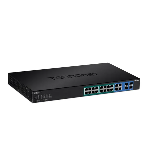 Switch administrable TRENDnet de 16 puertos PoE+ y 4 puertos Gigabit compartidos RJ45/SFP | TPE-1620WSF 1 Switch administrable TRENDnet de 16 puertos PoE+ y 4 puertos Gigabit compartidos RJ45/SFP | TPE-1620WSF – vista 2
