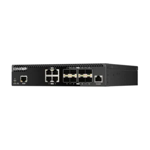 Switch capa 2 QNAP de 8 puertos SFP+ 10GbE y 4 puertos 10GBASE-T | QSW-M3212R-8S4T – vista 2